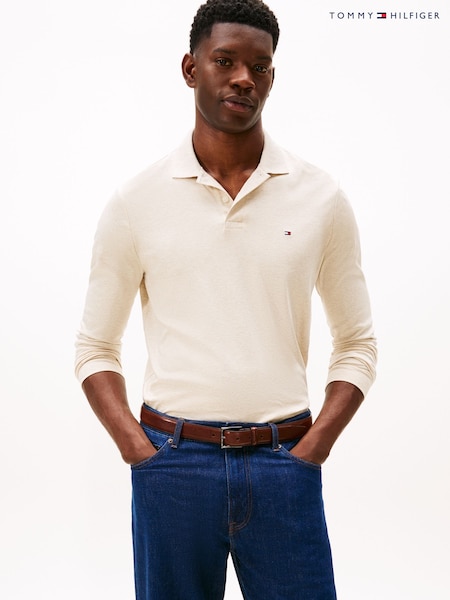 Tommy Hilfiger White Regular Fit Long Sleeved Liquid Polo Shirt (V06137) | €114