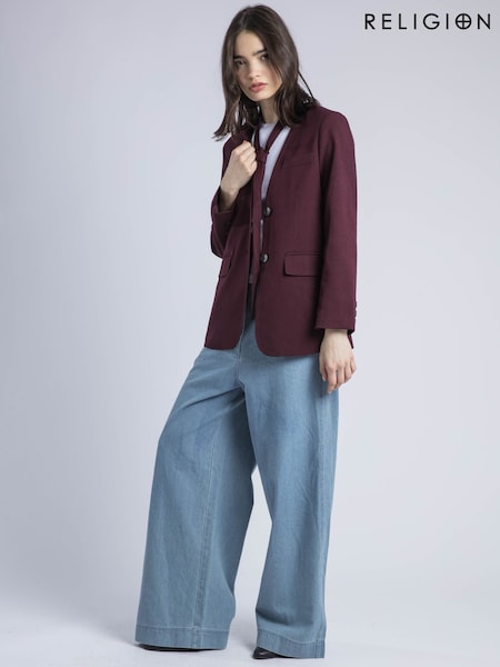 Religion Red Emily Collarless Blazer Jacket with Tie (V06188) | €140