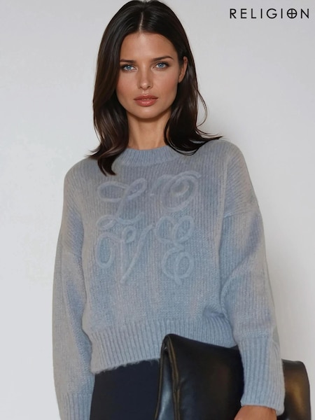 Religion Lucy Love Jumper In Soft Loose Knit With Love Embroidered Slogan (V06203) | 96 €