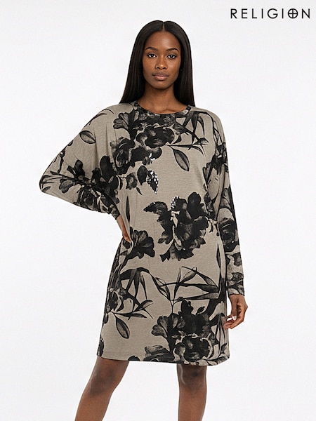 Religion Natural Tribe Tunic Dress With All Over Floral Print And Beading (V06216) | €85
