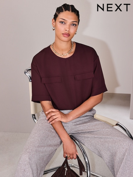 Purple Utility Style Boxy T-Shirt (V06463) | $41