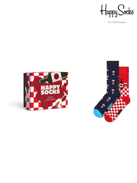 Happy Socks Blue 2 Pack Wine Socks Gift Set (V06468) | AED116
