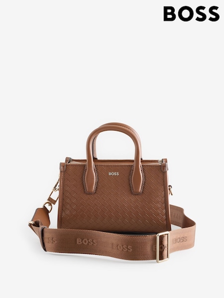 BOSS Brown Sandy Textured Cross-Body Tote Bag (V06477) | €250