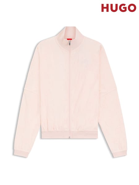HUGO Pink All Over Print Crop Zip Through Jersey Jacket (V06484) | €131
