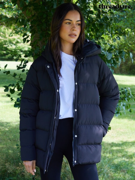 Threadbare Black Curve Puffer Jacket (V06689) | €76