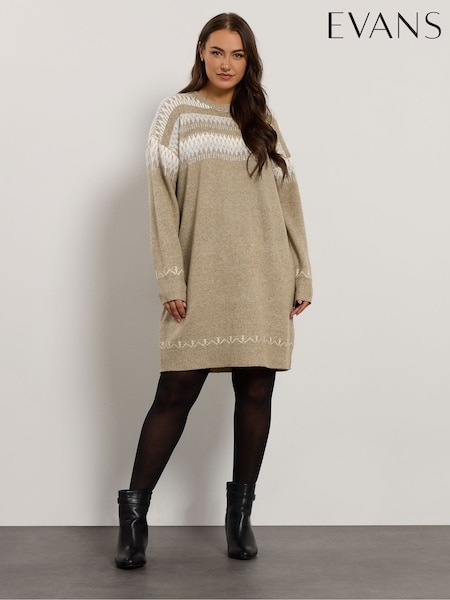 Evans Fairisle Pattern Jumper Dress (V06747) | €66