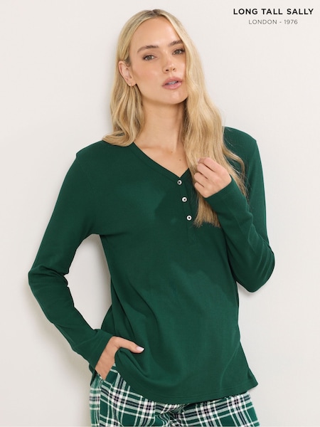 Long Tall Sally Green Long Sleeve Waffle Pyjamas Top (V06872) | €20