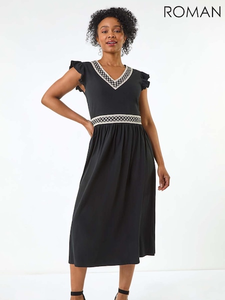 Roman Petite Crochet Trim Midi Dress (V06879) | R$ 605