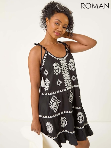 Roman Petite Strappy Trim Detail Tiered Dress (V06881) | R$ 580