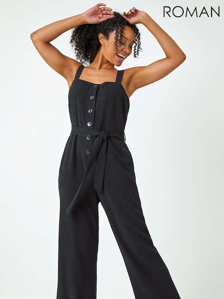 Roman Petite Sleeveless Linen Jumpsuit (V06928) | R$ 580
