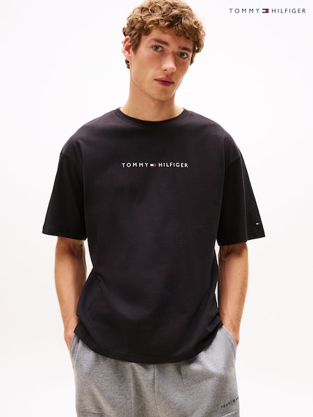 Tommy Hilfiger Black Original Logo Lounge T-Shirt (V08010) | AED186