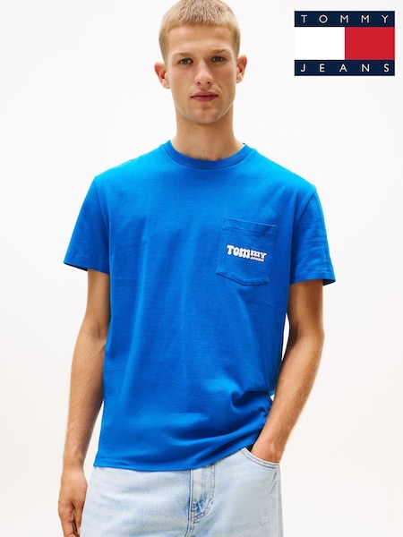 Tommy Jeans Blue Back Logo Slim Crew Neck T-Shirt (V08060) | 173 QAR