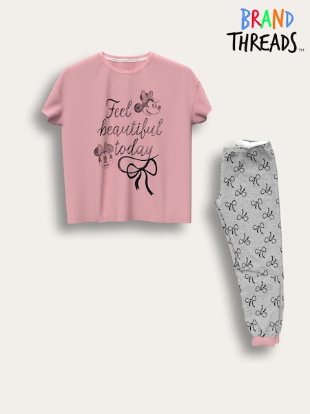 Brand Threads Pink Ladies Minnie Mouse Pyjamas Set (V08130) | €38