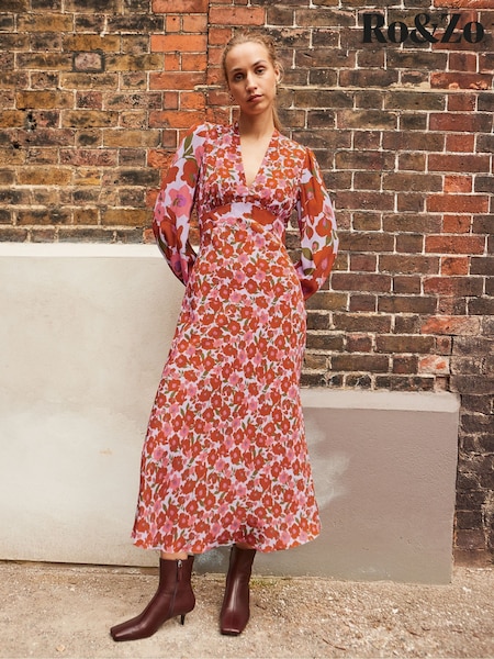 Ro&Zo Pink Khaki Appliqué Knit Dress (V08155) | €197