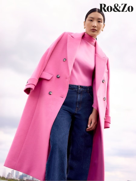 Ro&Zo Pink Wool Blend Oversized Coat (V08160) | €324