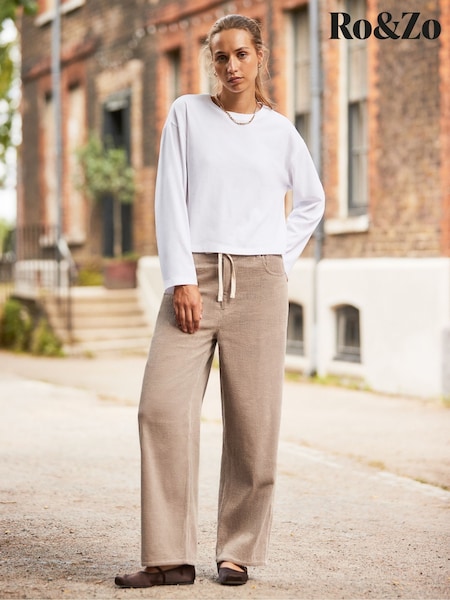 Ro&Zo White Ultimate Pure Cotton Long Sleeve T-Shirt (V08165) | 173 QAR