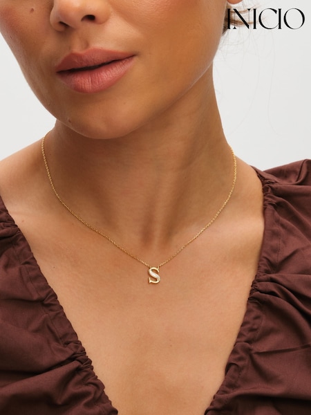 Inicio Gold Plated Mother of Pearl S Initial Pendant (V08187) | €25