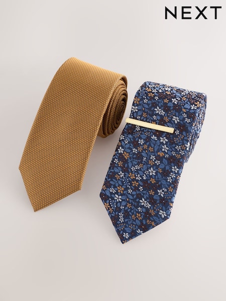 Blue/Yellow Textured Clip Ties 2 Pack (V08215) | 141 SAR