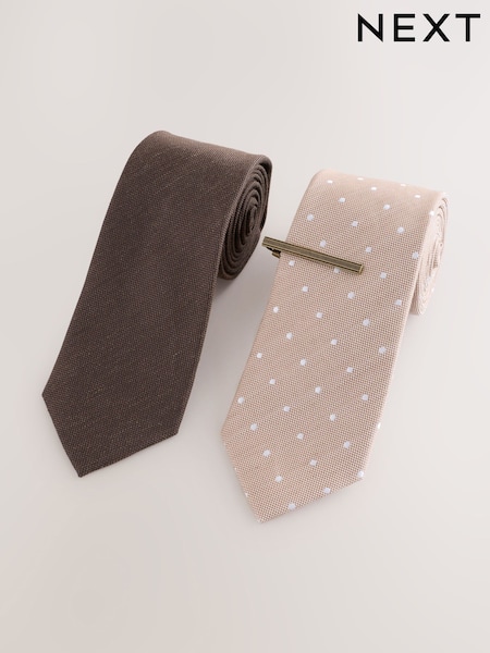 Neutral Textured Clip Ties 2 Pack (V08221) | SGD 46