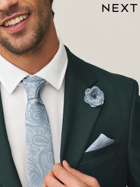 Light Blue Tie Pocket Square and Pin Set (V08230) | € 30