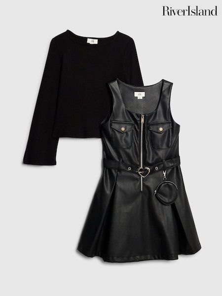 River Island Faux Leather Pinny Dress (V08267) | 51 €