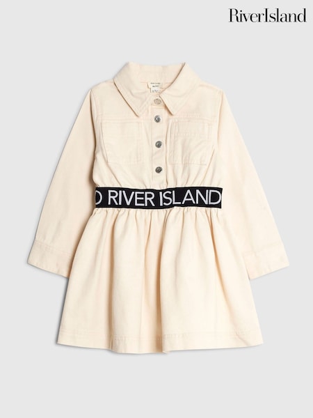 River Island Cream Waist Band Denim Dress (V08292) | 129 QAR