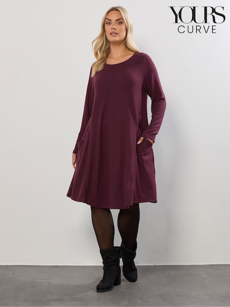 Yours Curve Purple Drape Pocket Dress (V08320) | €39