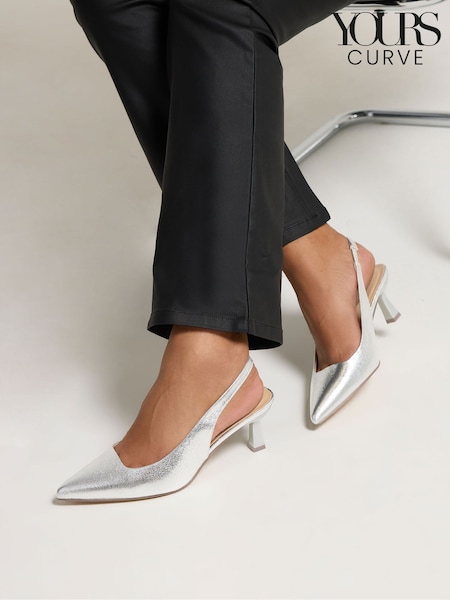 Yours Curve Silver Extra-Wide Fit  Slingback Courts (V08325) | €52