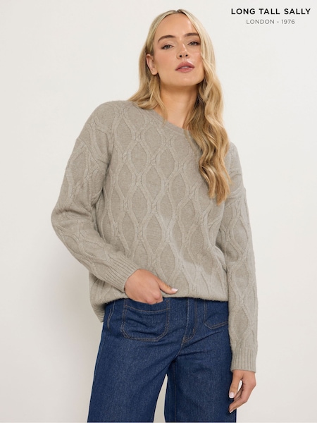 Long Tall Sally Natural Cable Knit Jumper (V08334) | €45