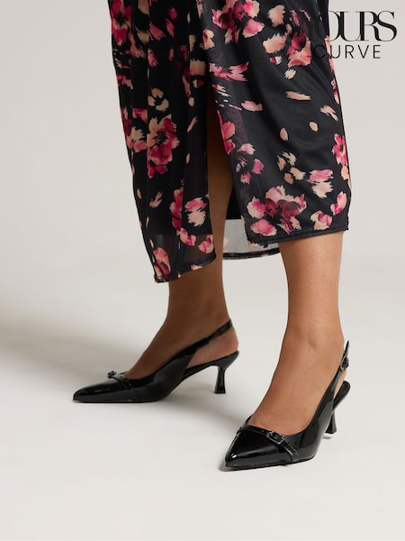 Yours Curve Black Extra Wide Fit Slingback Buckle Courts (V08340) | €52