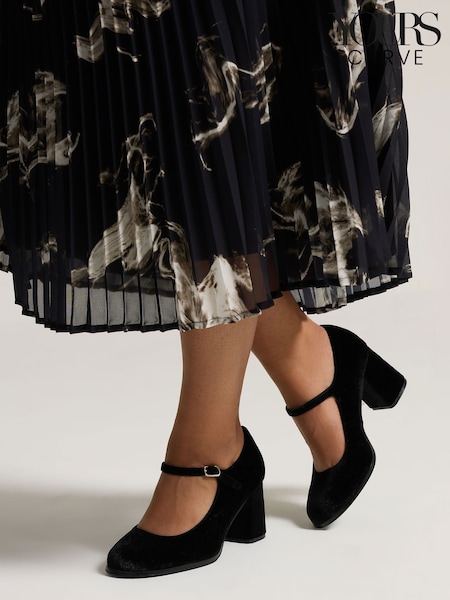 Чорний - Yours Curve Extra Wide Fit Velvet Mary Jane Shoes (V08349) | 2 704 грн
