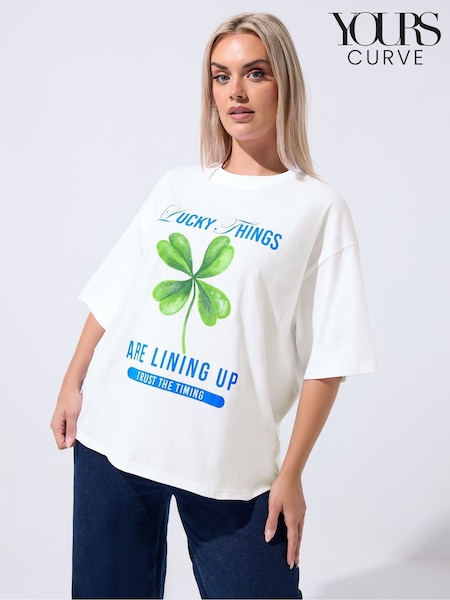 Yours Curve White Limited Clover T-Shirt (V08390) | €25