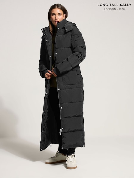 Long Tall Sally Black Maxi Padded Coat (V08403) | €120