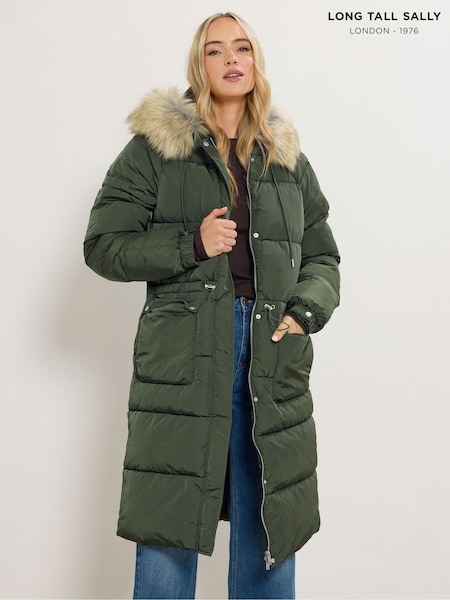 Long Tall Sally Green Padded Midi Coat (V08408) | €111