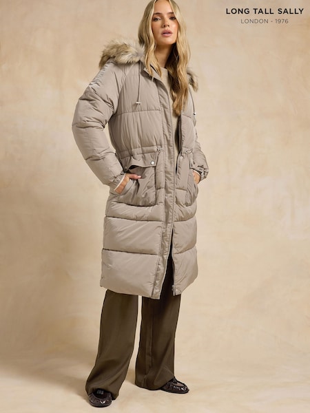 Long Tall Sally Natural Padded Midi Coat (V08416) | €111