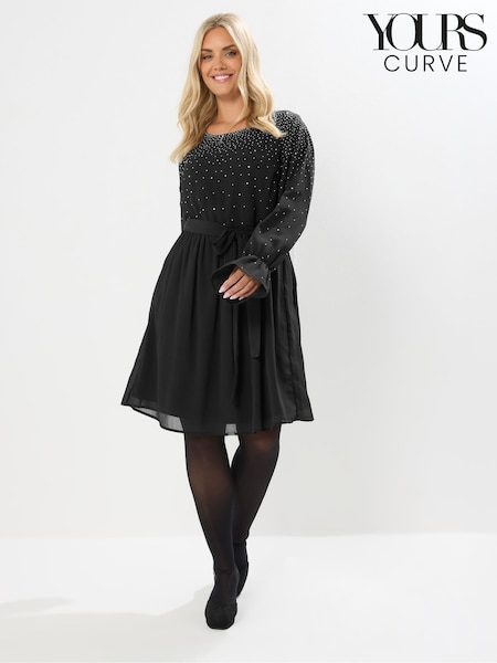 Yours Curve Party Diamante Trickle Dress (V08424) | R$ 405