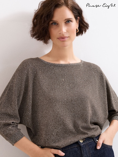 Phase Eight Brown Sequin Cristine Knit Jumper (V08444) | €75