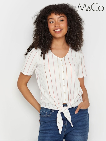 M&Co Stripe Button Tie Front Top (V08776) | 18 €
