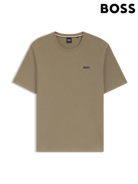 BOSS Brown Logo Regualr-Fit Waffle T-Shirt (V08809) | €65