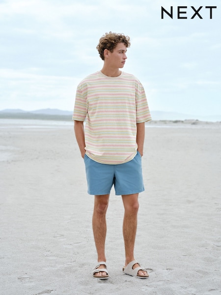 Teal Blue - Regular Supima Rich Cotton Pleated 5 Inch Chino Shorts