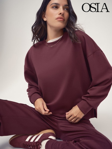 أحمر عنابي - OSIA Modal Crew Neck Sweatshirt (V08899) | ‏233 د.إ.‏