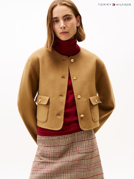 rjava - Tommy Hilfiger Double-Faced Wool Blend Jacket (V08913) | € 342