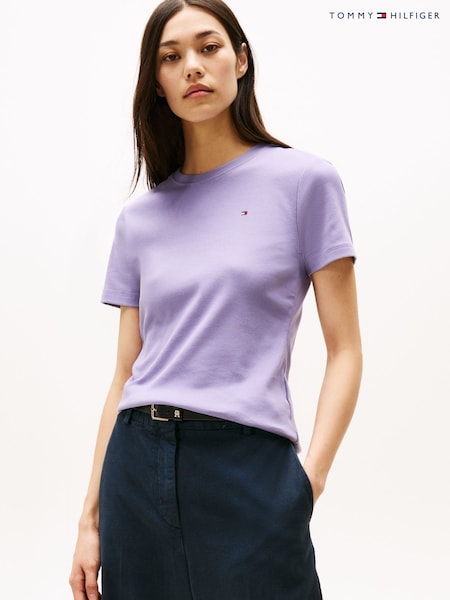 Tommy Hilfiger Purple Crew Neck Slim Fit T-Shirt (V08939) | €64