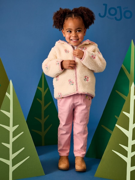 JoJo Maman Bébé Mid Pink Floral Embroidered Twill Trousers (V08982) | €27.50 - €31.50