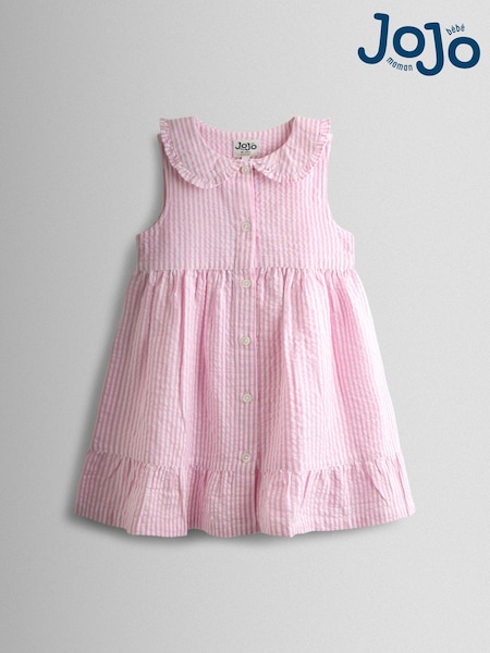 JoJo Maman Bébé Pink Collared Sleeveless Button Through Dress (V08988) | AED122 - AED141