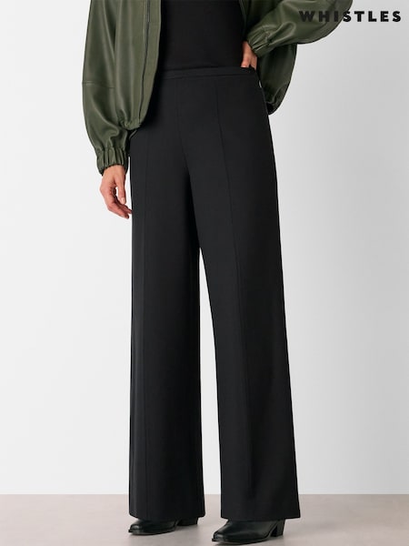 Whistles Black Ponte Wide Leg Trousers (V09007) | €66