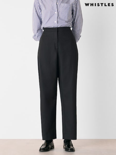 Whistles Black Side Pleat Tapered Trousers (V09010) | €77