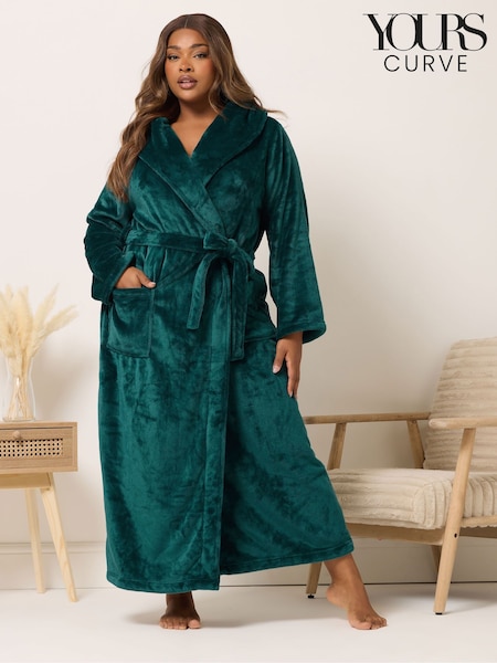 Yours Curve Green Super Luxe Shawl Maxi Robe (V09365) | €45