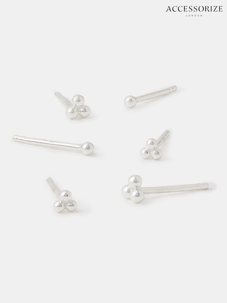 Accessorize 925 Sterling Silver 3-Pack  Ball Stud Earrings (V09448) | €28