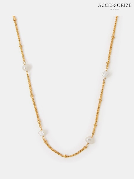 Accessorize Gold Tone 14ct Plated Pearl Station Necklace (V09456) | €28